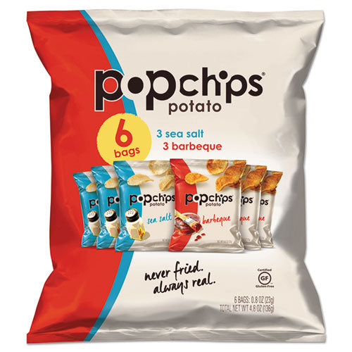 Papas fritas, sabor a barbacoa y sal marina, bolsa de 0,8 oz, paquete de 6