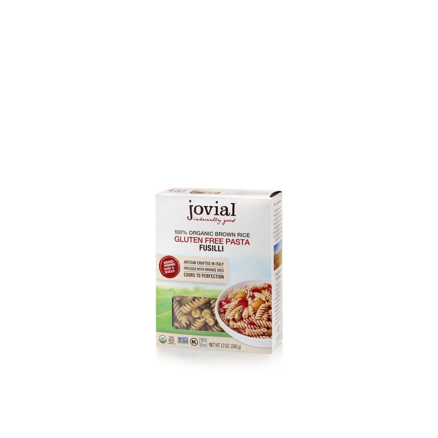 Jovial - Pasta - Orgánica - Arroz integral - Fusilli - 12 oz - Caja de 12