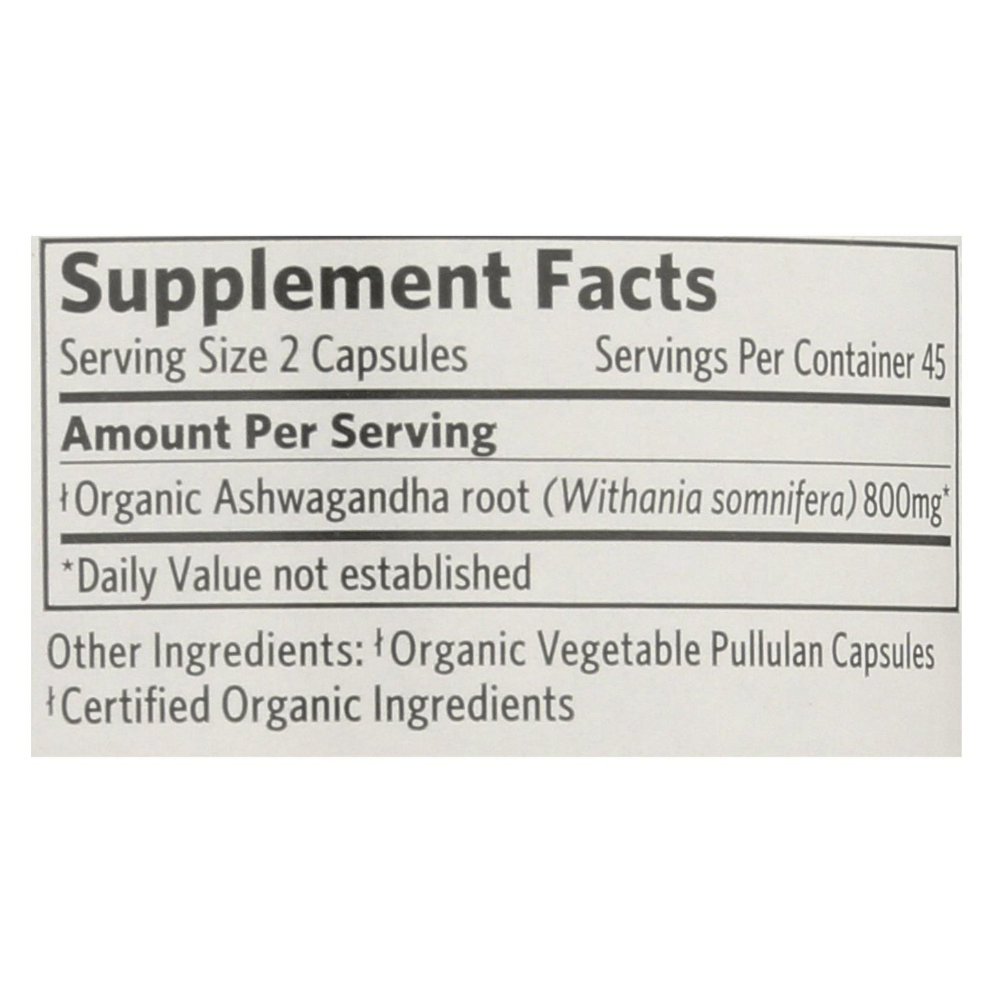 Suplementos de bienestar de Organic India, Ashwagandha - 1 unidad - 90 cápsulas vegetales