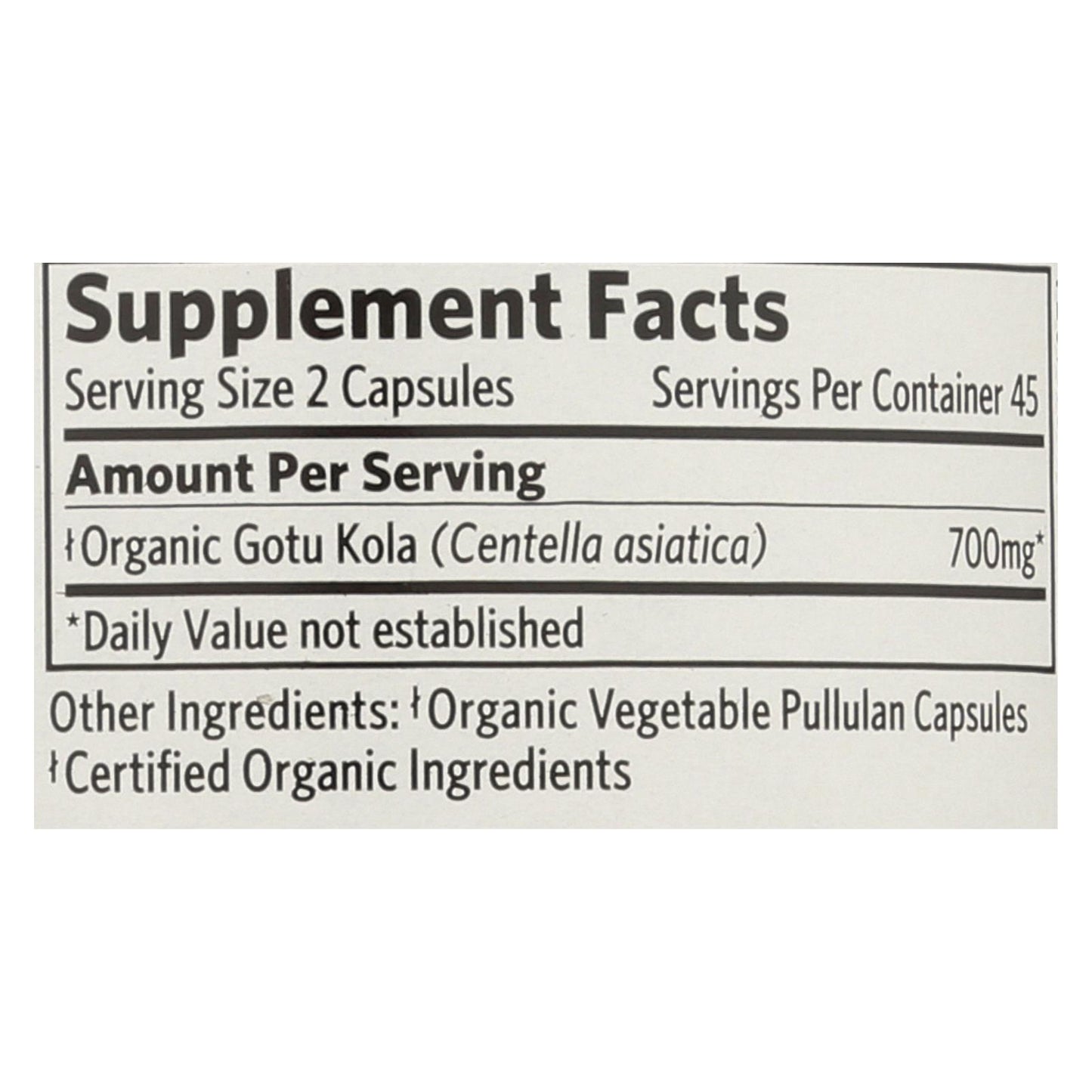 Suplementos de bienestar de Tulsi de Organic India, Gotu Kola - 1 unidad - 90 cápsulas vegetales