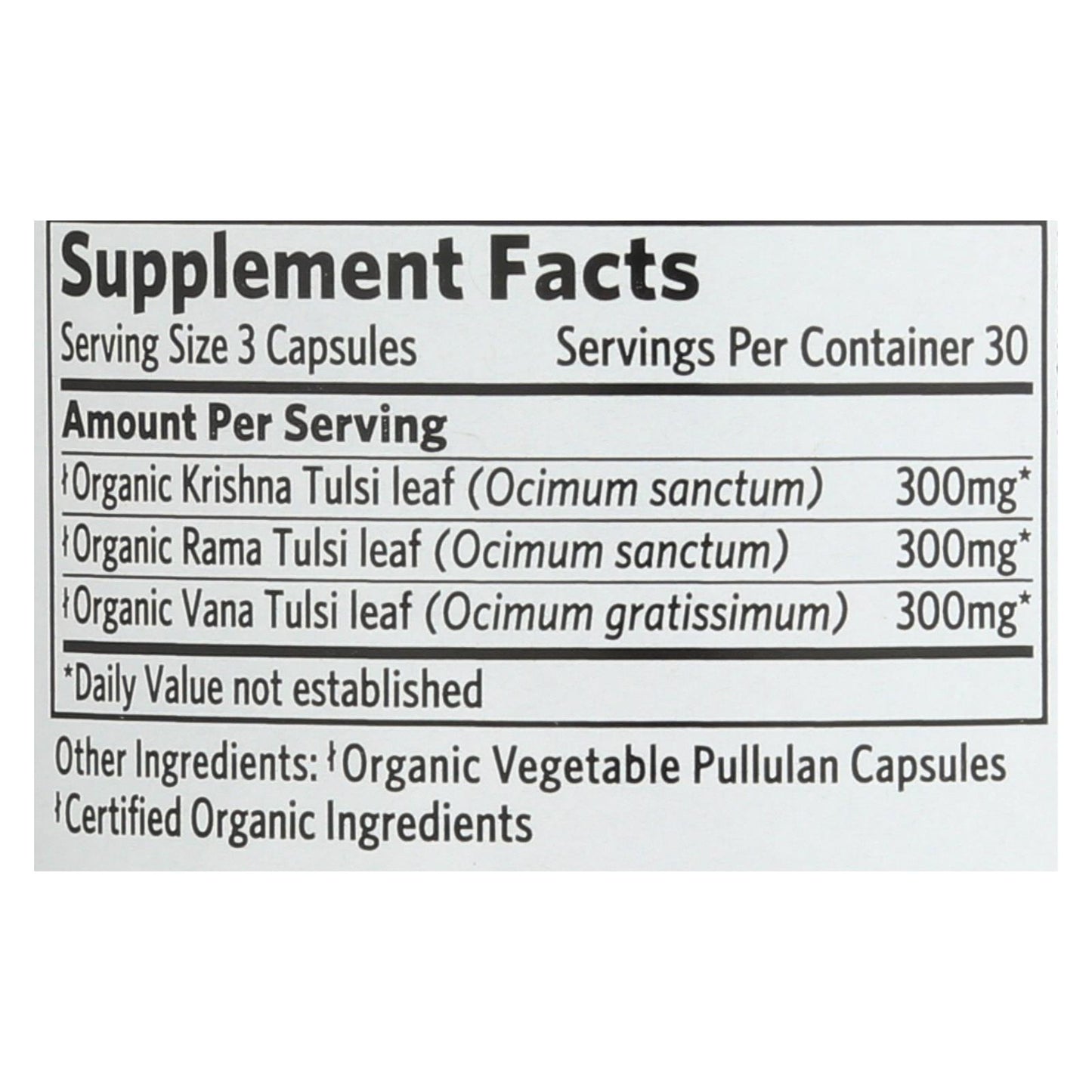 Suplemento de hierbas integrales de Organic India Usa, tulsi (albahaca sagrada), 1 unidad, 90 cápsulas vegetales
