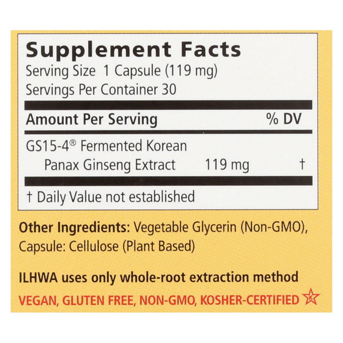 Suplemento herbal de ginseng fermentado con enzimas Ilhwa - 1 unidad - 30 cápsulas