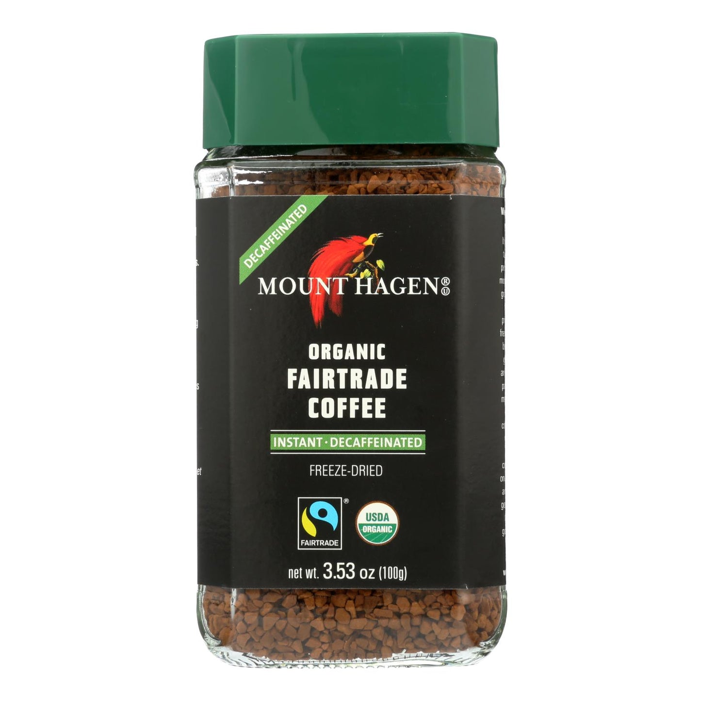 Café instantáneo descafeinado orgánico de comercio justo de Mount Hagen - Caja de 6 - 3,53 oz