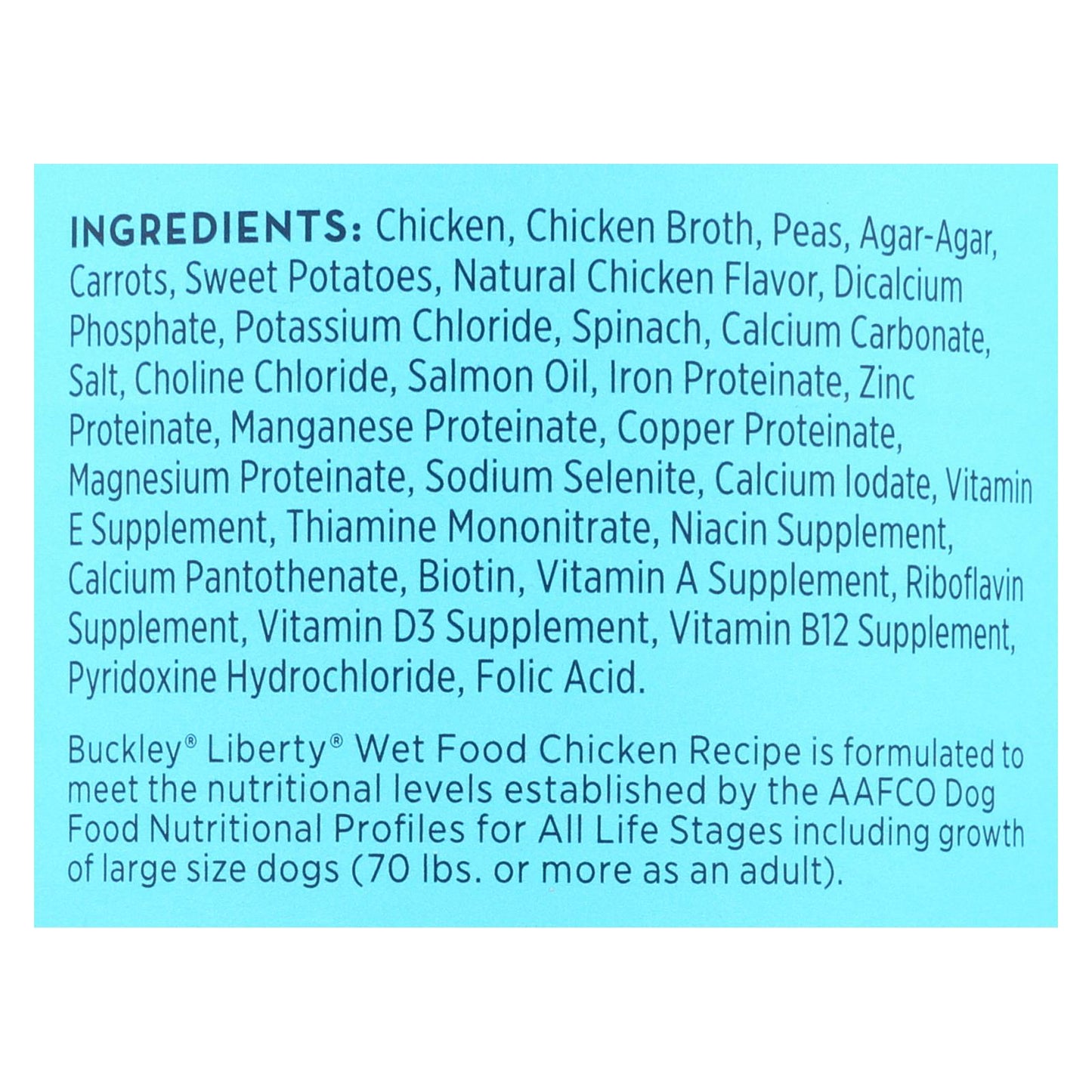 Buckley - Alimento húmedo Liberty para pollo - Caja de 12 - 12,5 oz