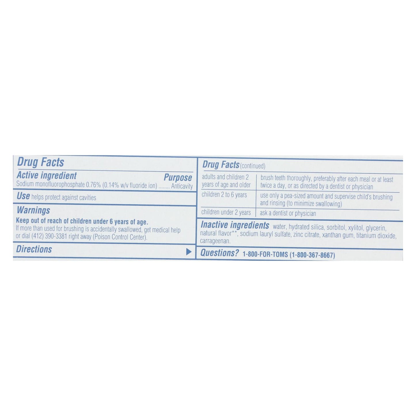 Tom's Of Maine - Tp Whole Care Wntrmnt Fluor - 6 盒装 - 4 盎司