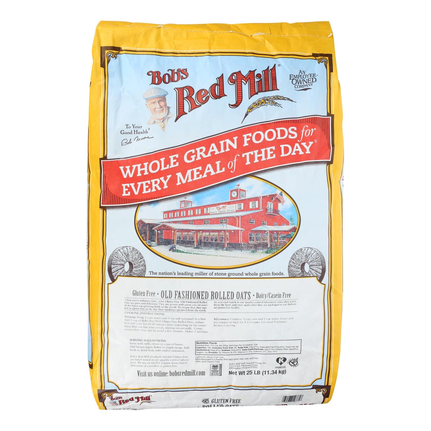 Avena arrollada tradicional sin gluten de Bob's Red Mill - Producto a granel individual - 25 lb