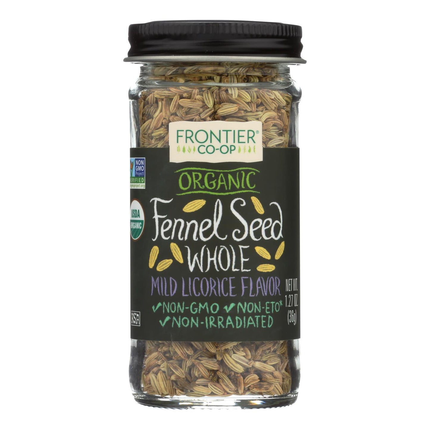 Semillas de hinojo de Frontier Herb, orgánicas, enteras, 1,28 oz