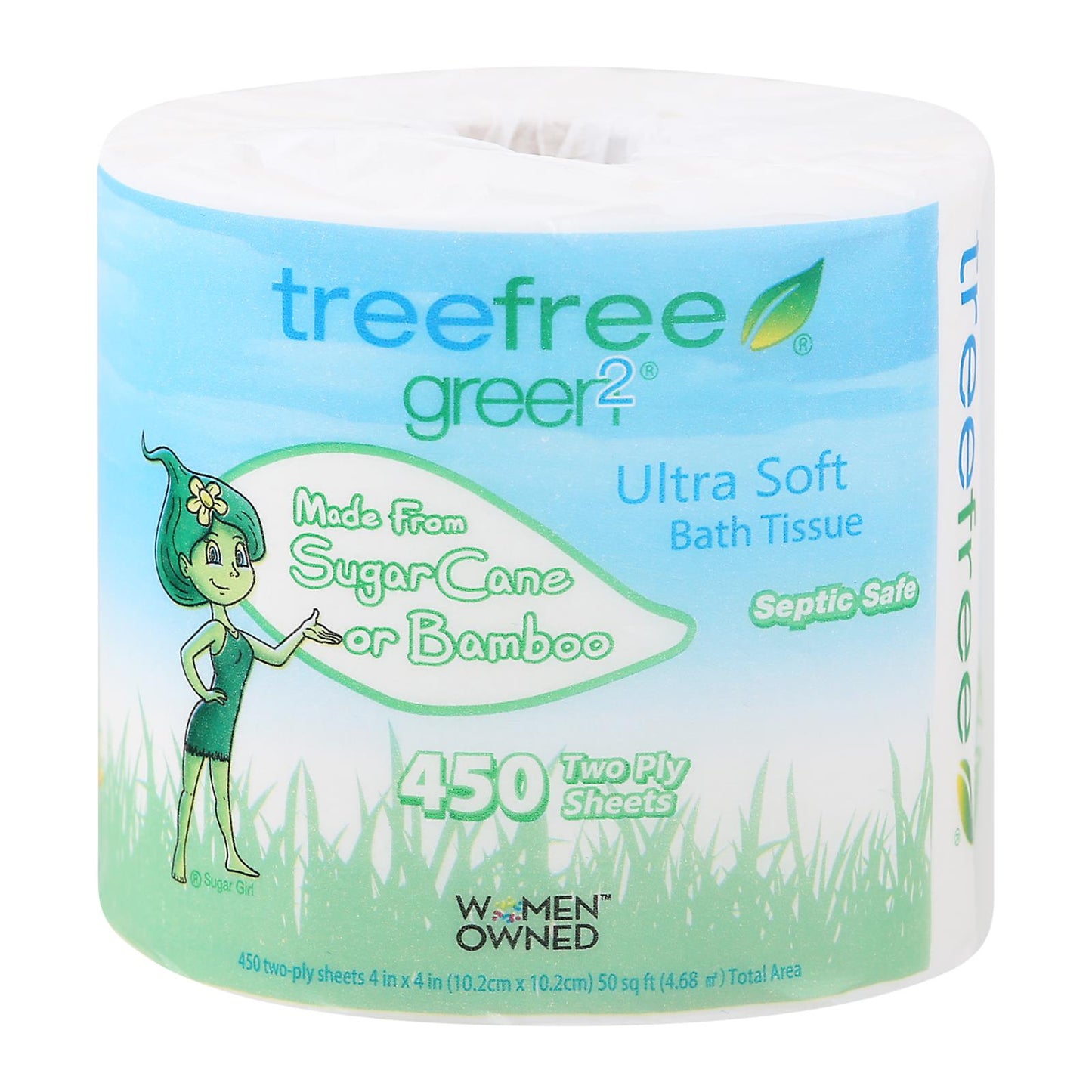 Papel higiénico Green 2, 450 hojas, 2 capas, caja de 24, 1 rollo