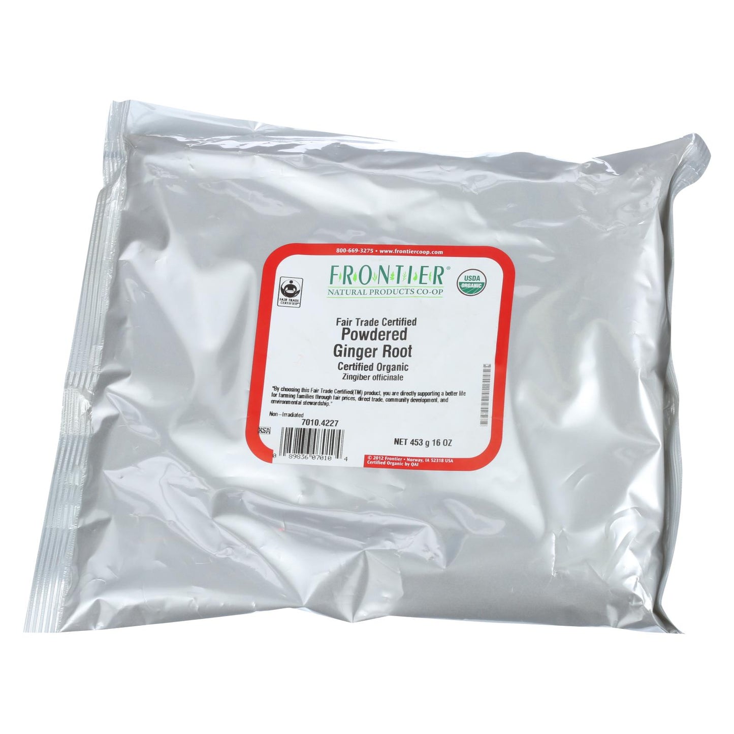 Frontier Herb 姜根有机公平贸易认证粉末 - 单个散装商品 - 1 磅