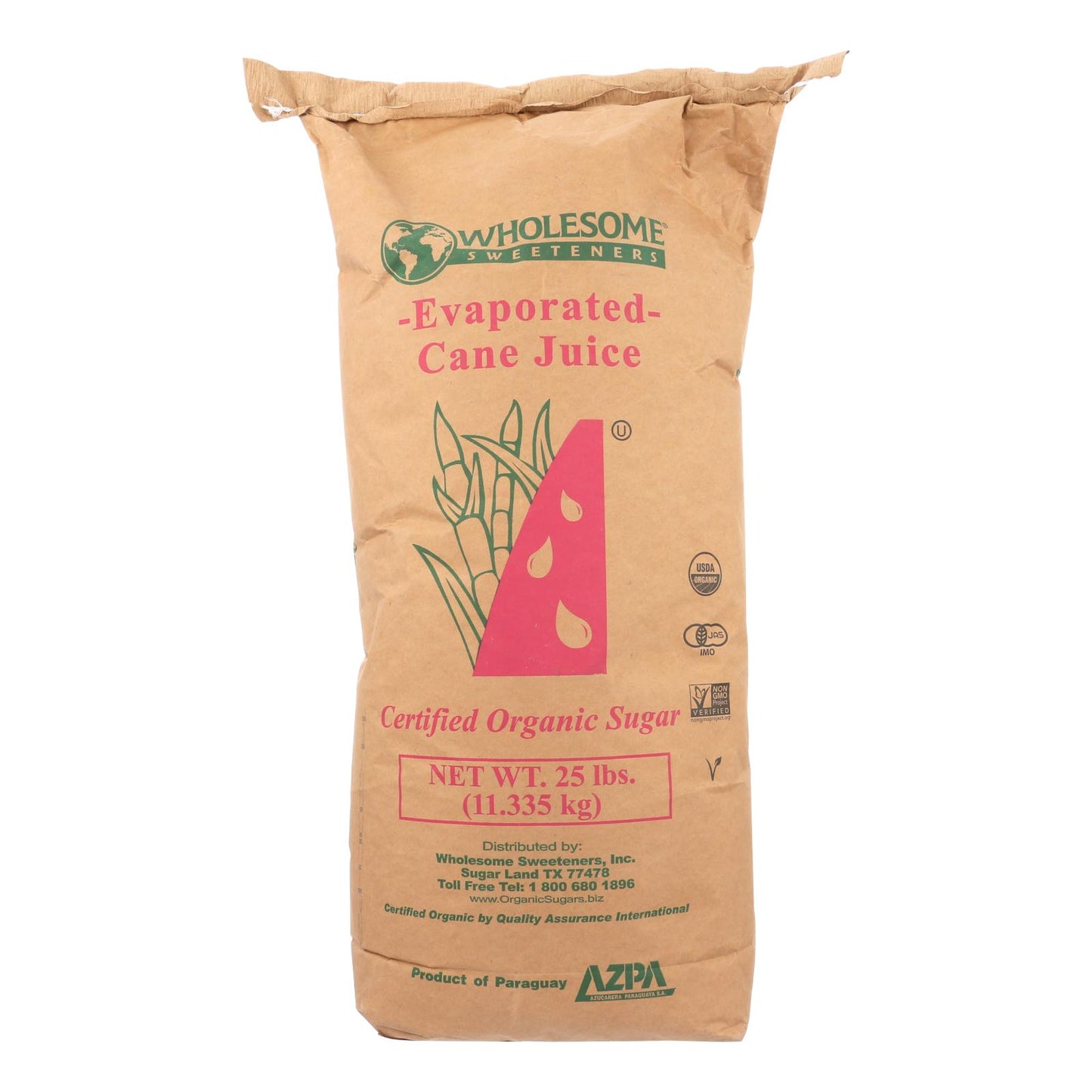 Wholesome Sweeteners 有机天然蔗糖 - 单个散装商品 - 25 磅