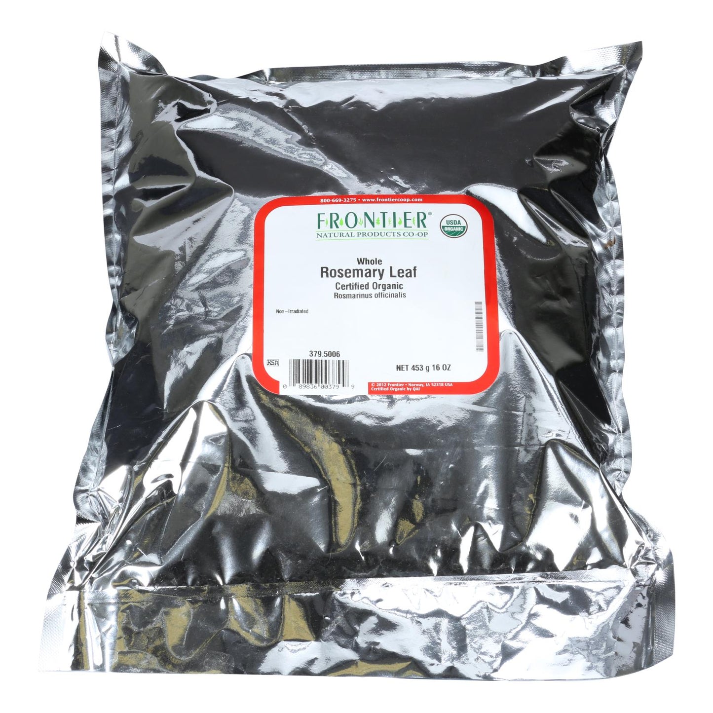 Hoja de romero orgánica entera Frontier Herb - Artículo a granel individual - 1 lb