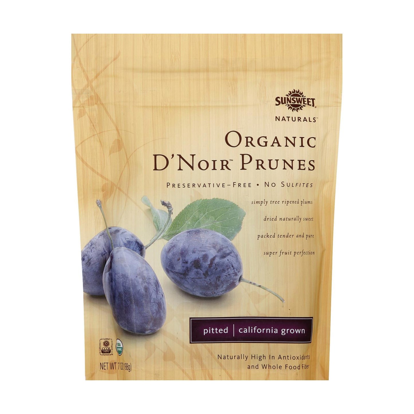 Sunsweet Naturals 有机 D'noir 西梅 - 12 件装 - 7 盎司。