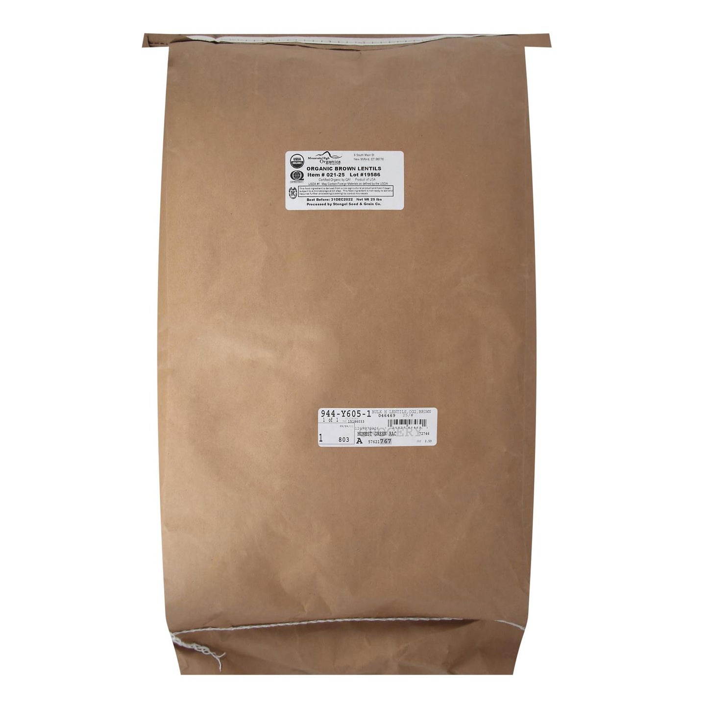 Guisantes y frijoles orgánicos a granel Lentejas marrones - Artículo a granel individual - 25 lb