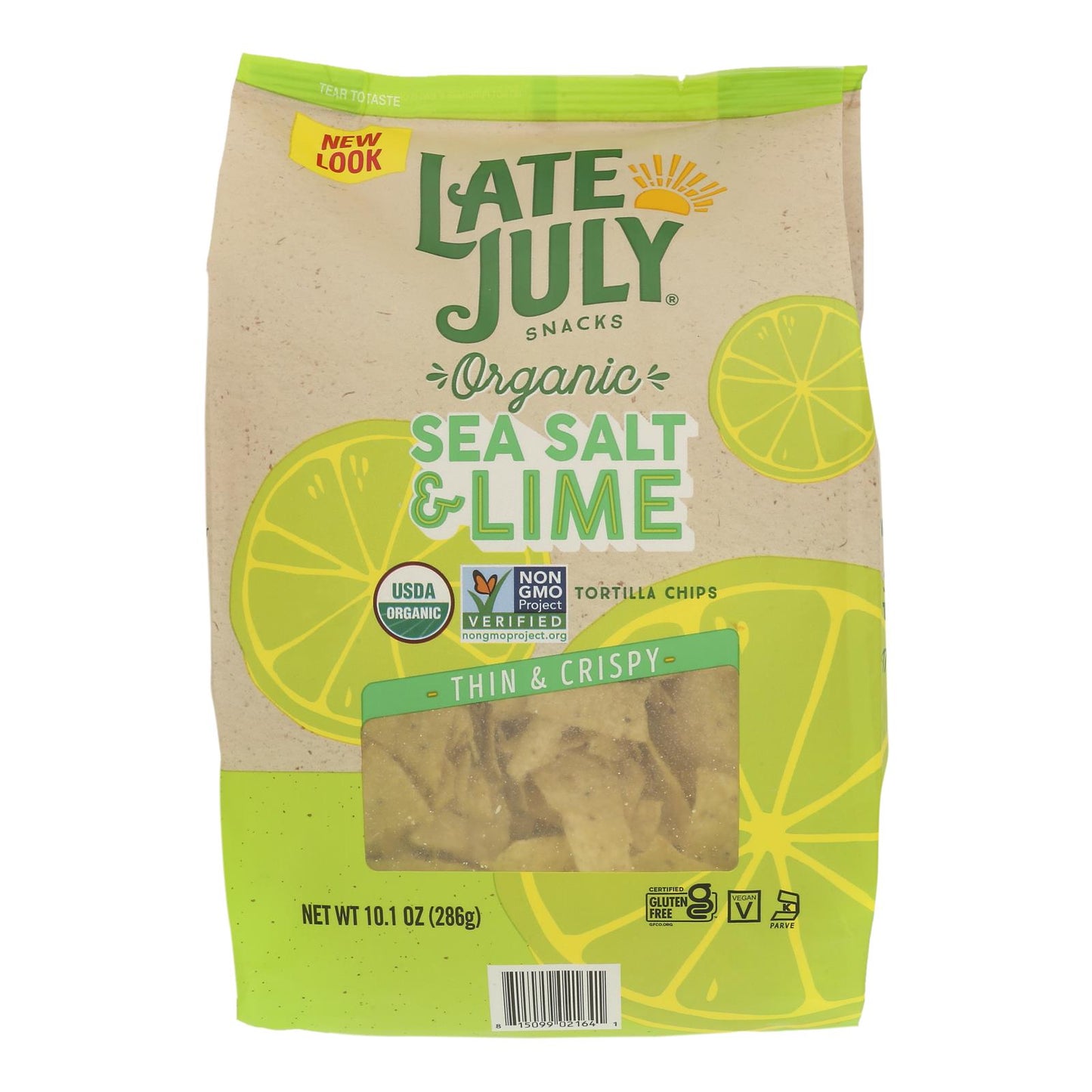 Snacks de finales de julio: Tort Chips con sal marina y lima (caja de 9 a 10,1 oz)