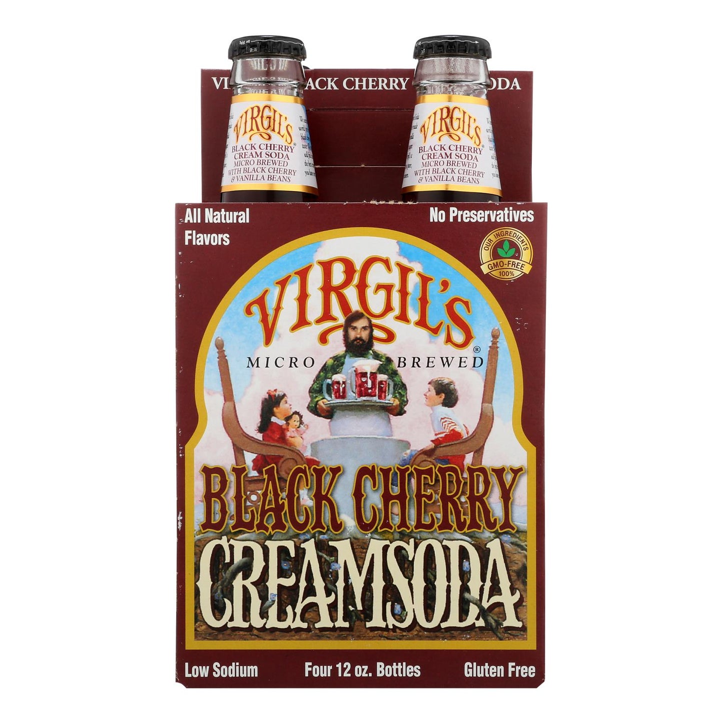 Virgil's Rootbeer 奶油苏打水 - 黑樱桃 - 6 瓶装 - 12 液体盎司。