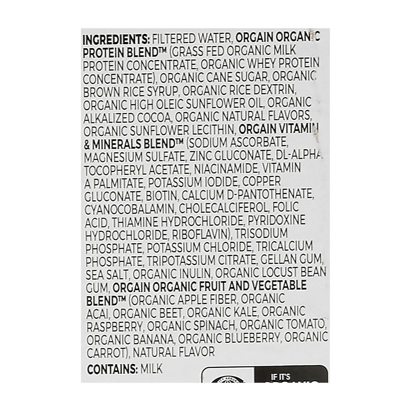 Batido nutritivo orgánico Orgain - Dulce de chocolate - 11 onzas líquidas - Caja de 12