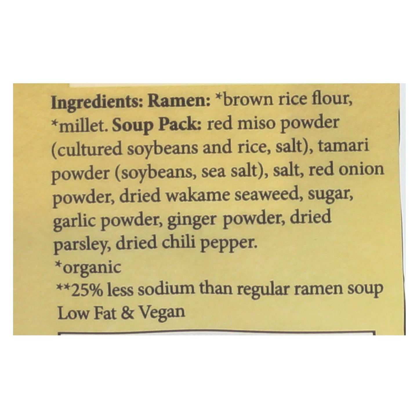 Ramen de Lotus Foods, orgánico, con mijo y arroz integral, con sopa de miso, 2,8 oz, caja de 10