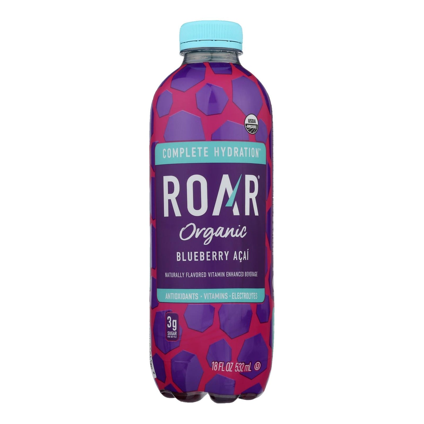 Roar Organic - Agua de Arándano y Acai - Caja de 12-18 Fz