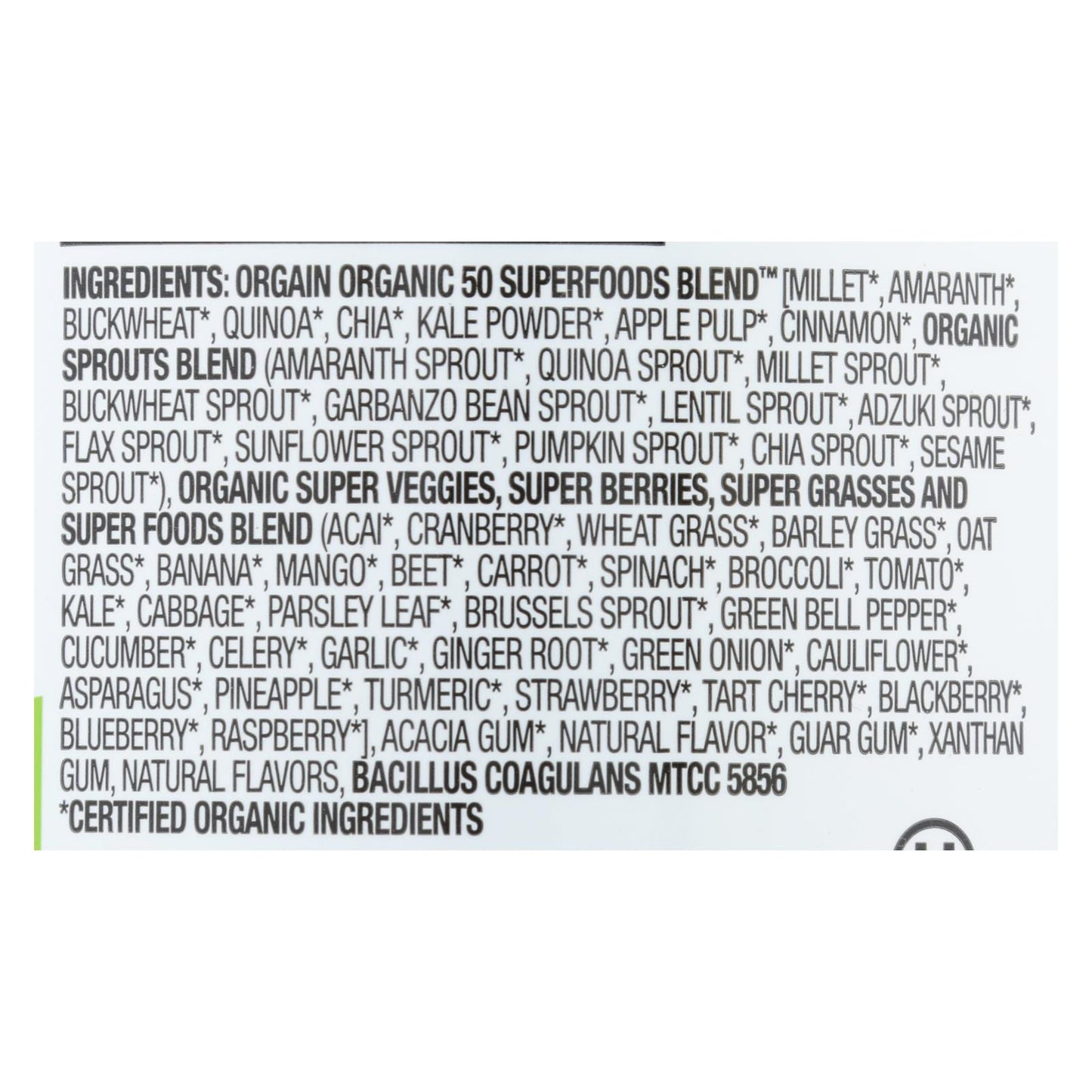 Superalimentos orgánicos Orgain - Polvo - 0,62 lb.
