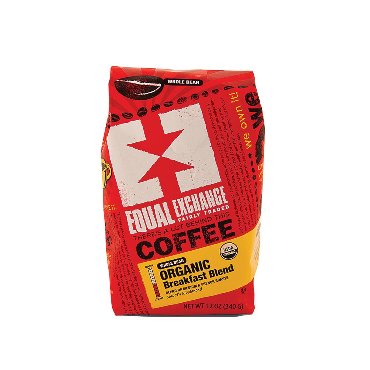 Café orgánico en grano Equal Exchange - Mezcla para desayuno - Caja de 6 - 12 oz.