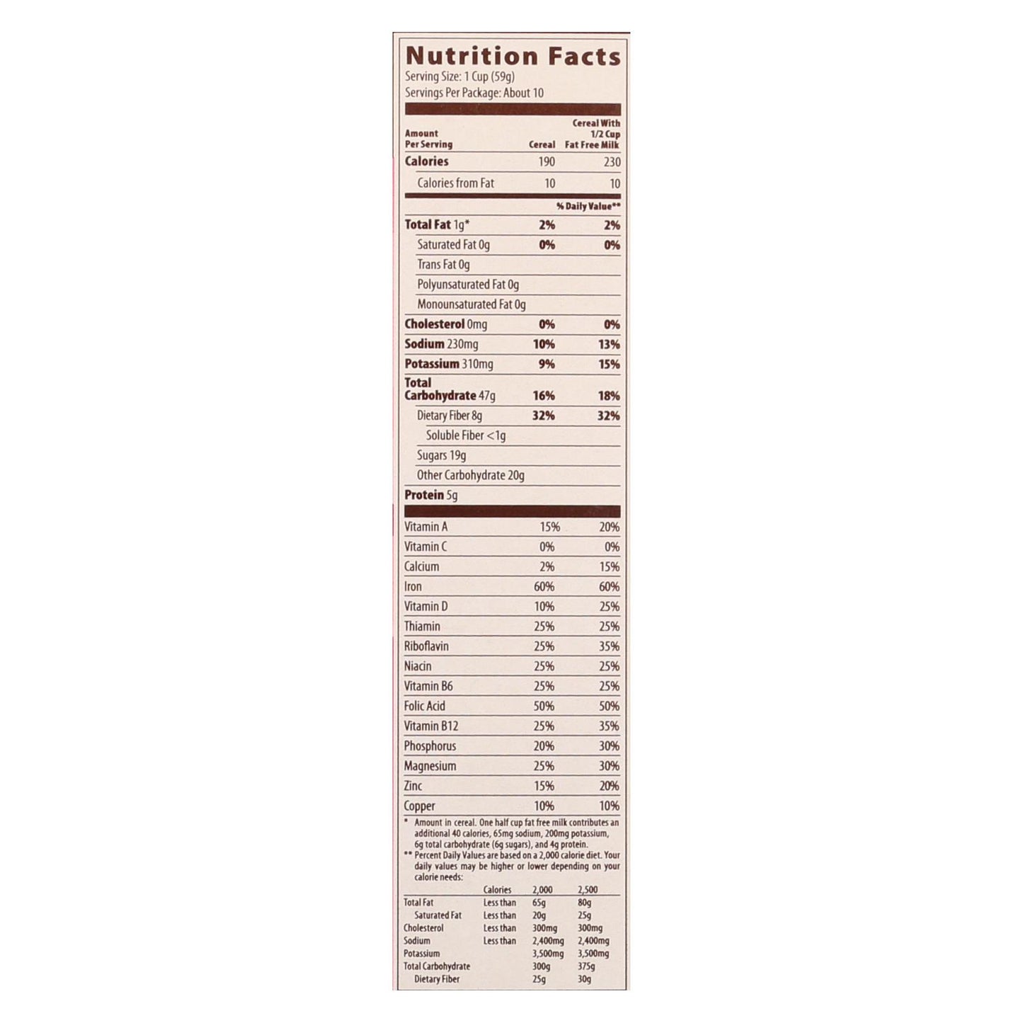 Cereales con salvado de pasas Mom's Best - Caja de 10 - 22 oz