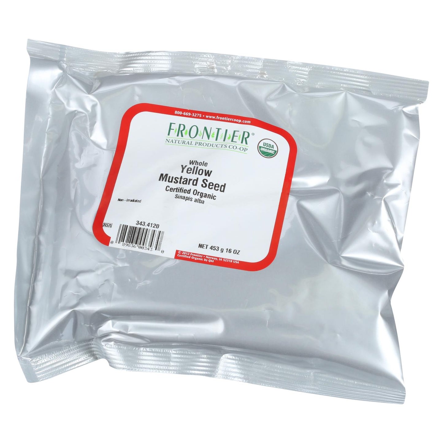 Semillas de mostaza de Frontier Herb - Orgánicas - Amarillas - Enteras - A granel - 1 libra