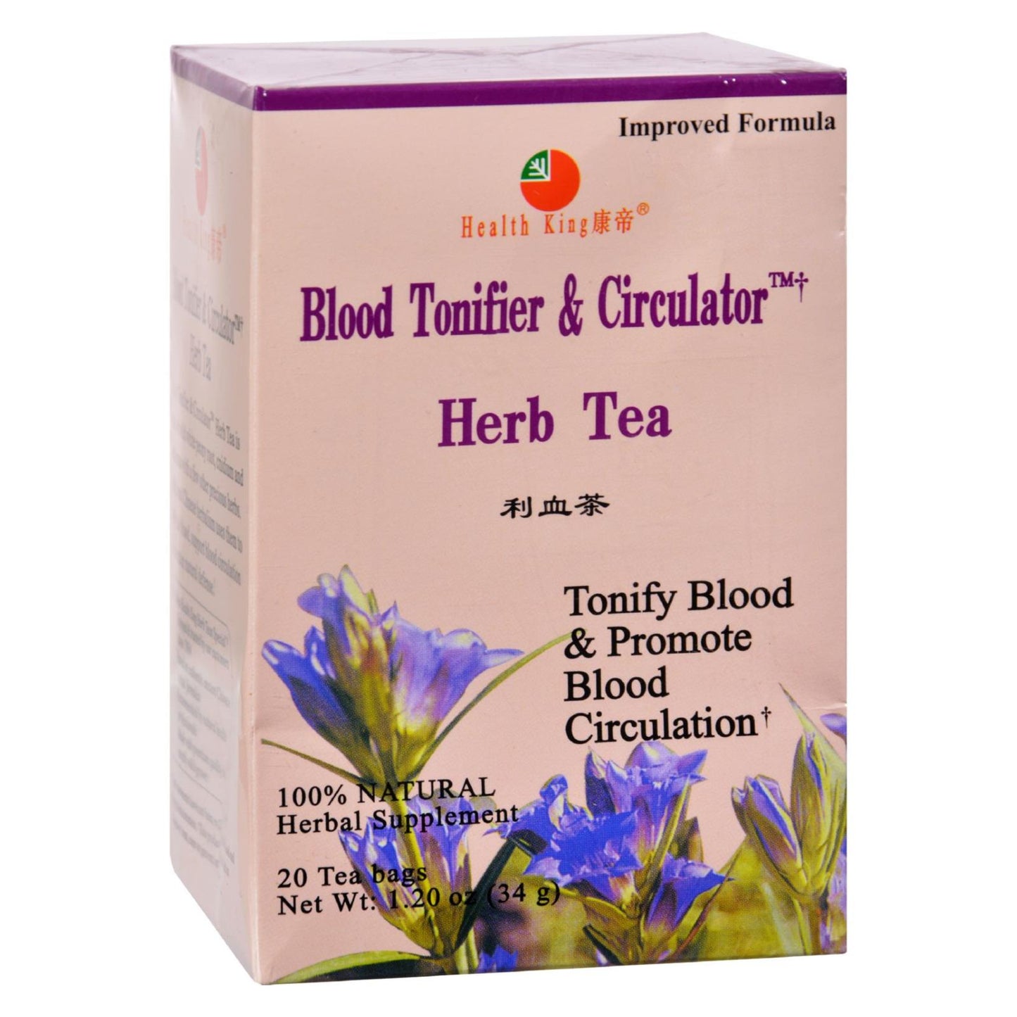 Té medicinal Health King, té de hierbas para tonificar la sangre y mejorar la circulación - 20 bolsitas de té