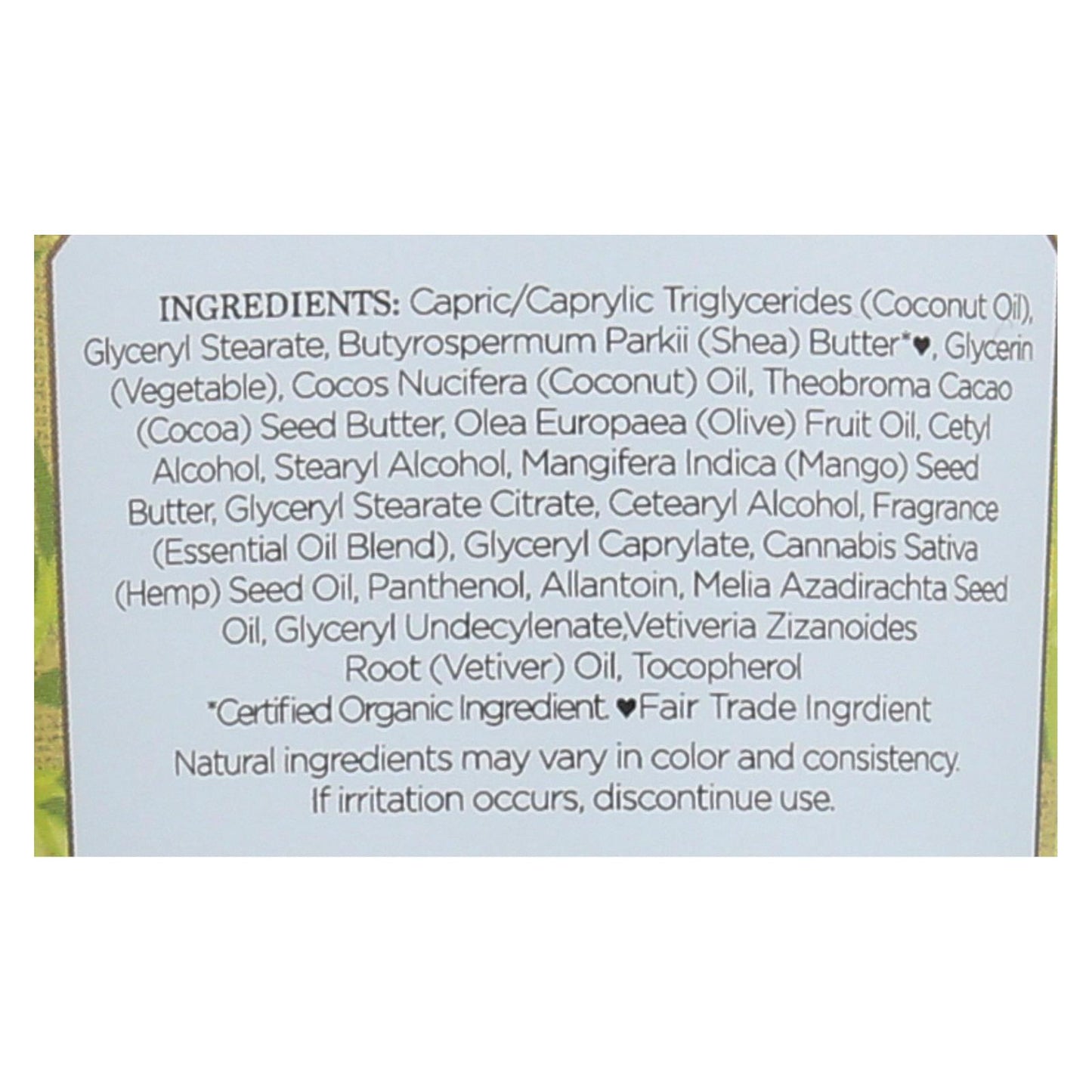 Crema de manos Nubian Heritage con cáñamo indio y vetiver haitiano, 4 oz