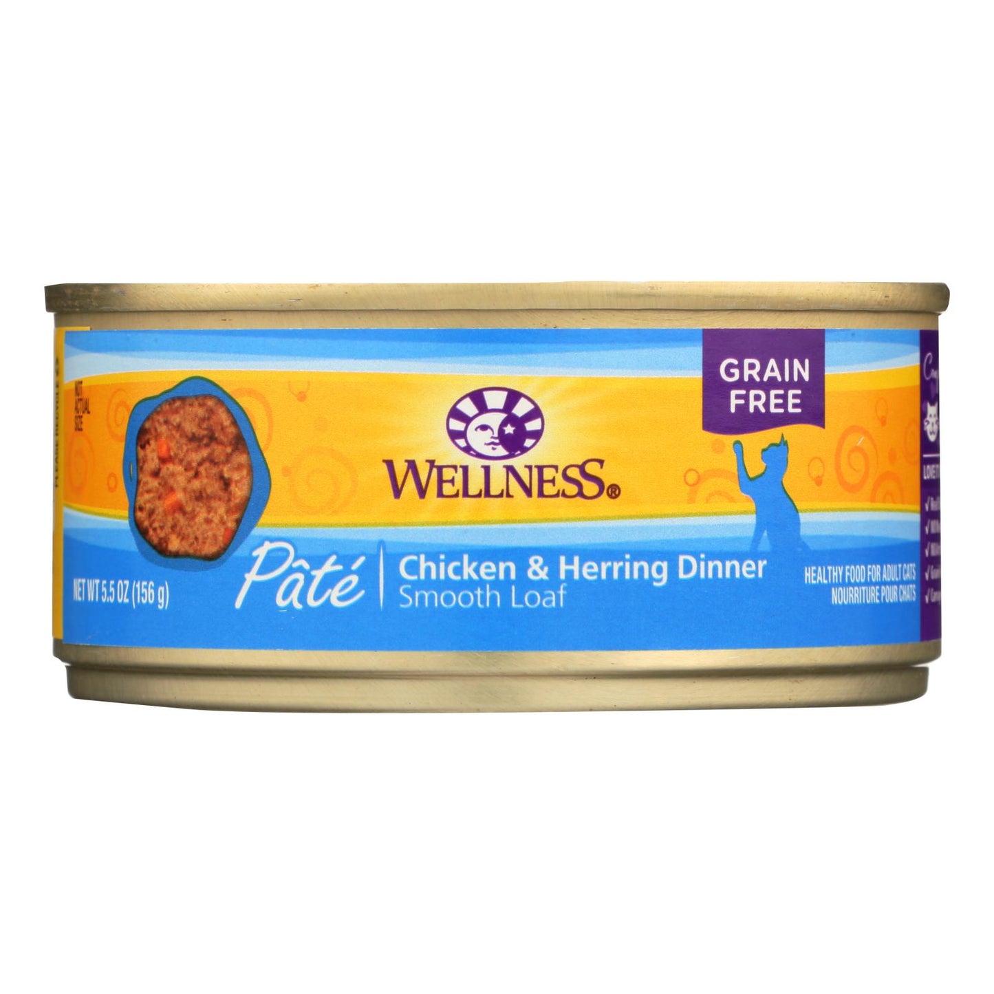 Wellness Pet Products 猫粮 - 鸡肉和鲱鱼 - 24 盒装 - 5.5 盎司。