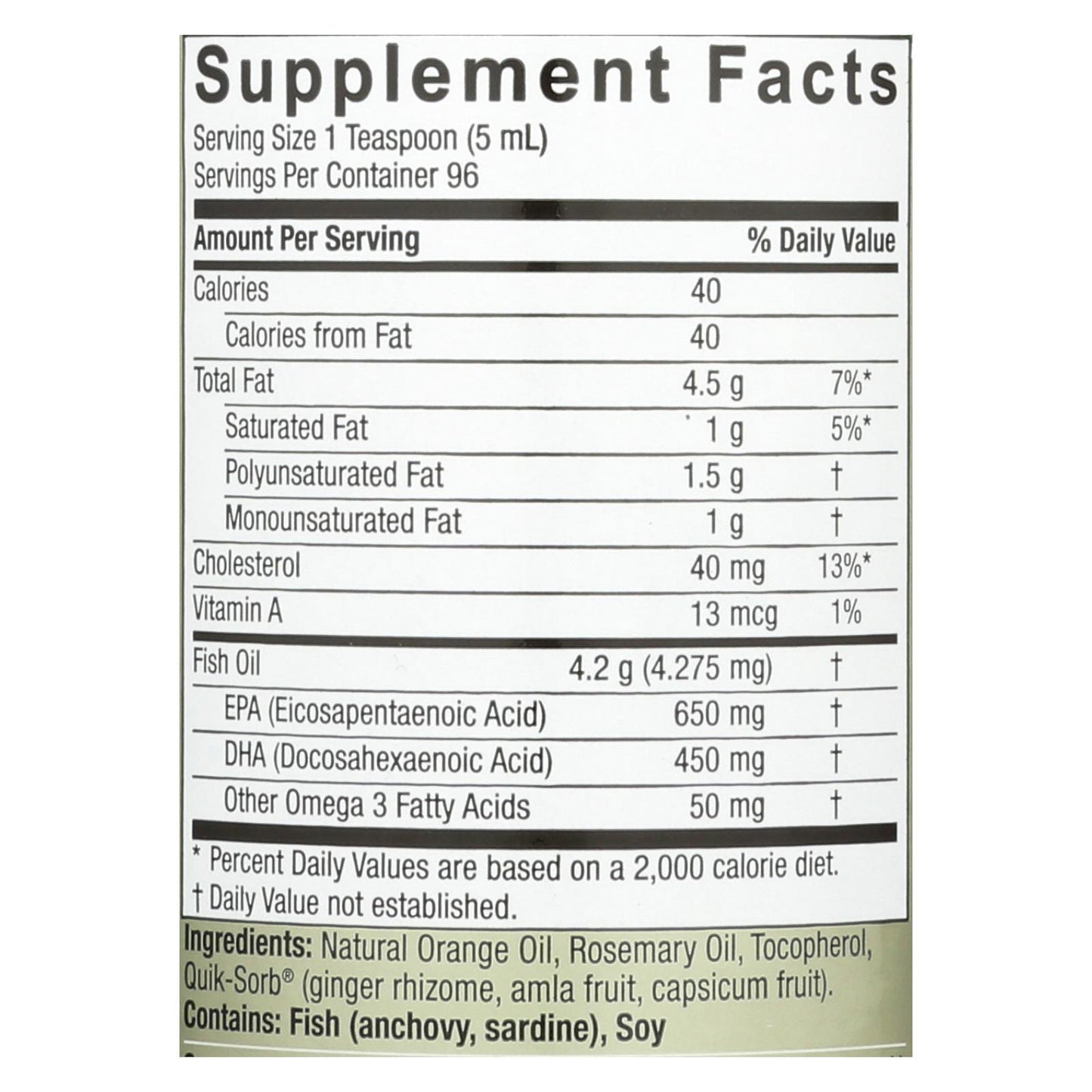 Nature's Answer - Aceite de pescado líquido con omega-3 - 16 onzas líquidas