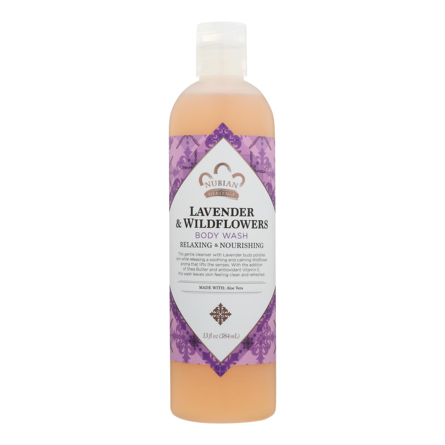 Gel de baño Nubian Heritage con manteca de karité, lavanda y flores silvestres - 13 fl oz