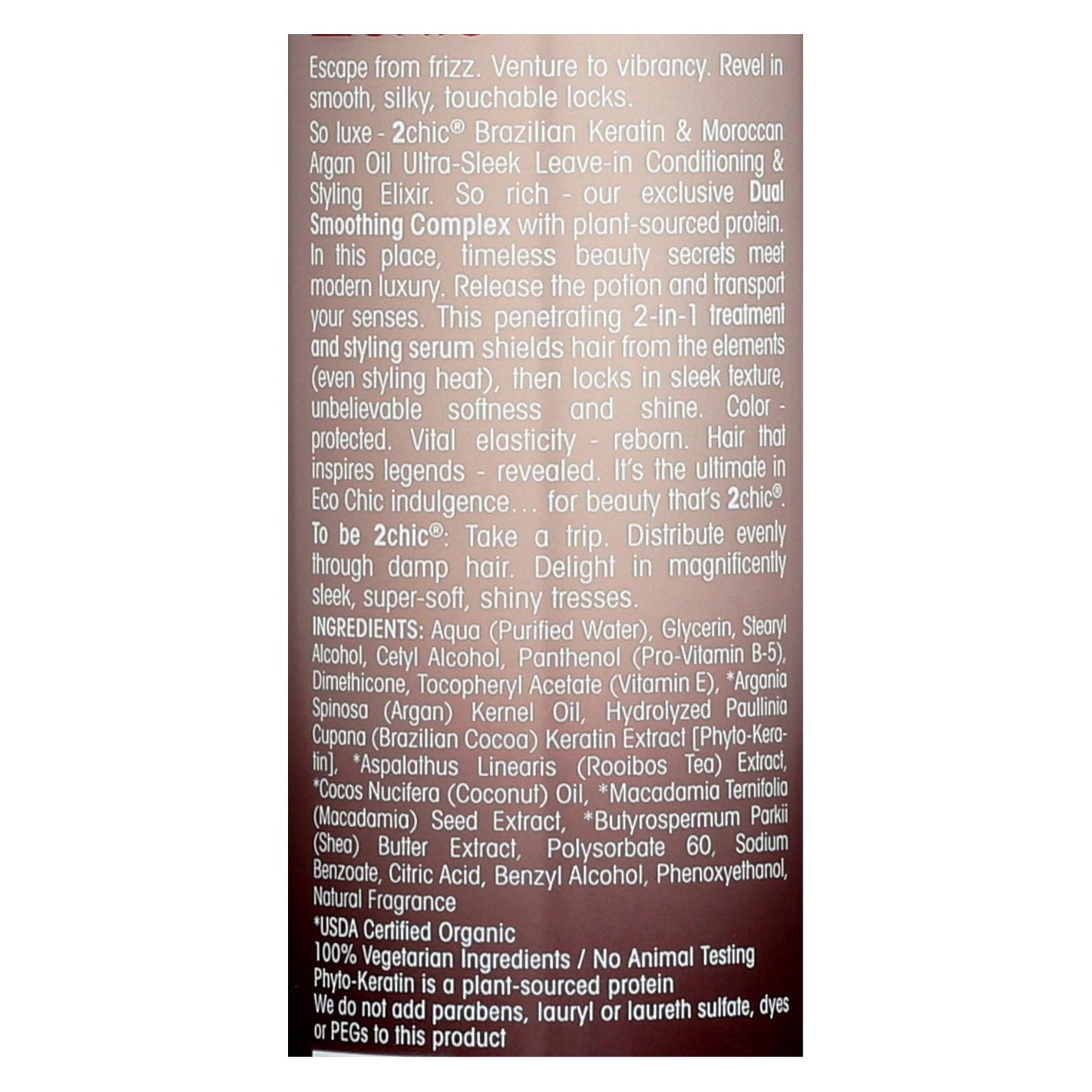 Acondicionador y elixir de peinado sin enjuague ultra suave Giovanni 2chic con queratina brasileña y aceite de argán - 4 fl oz
