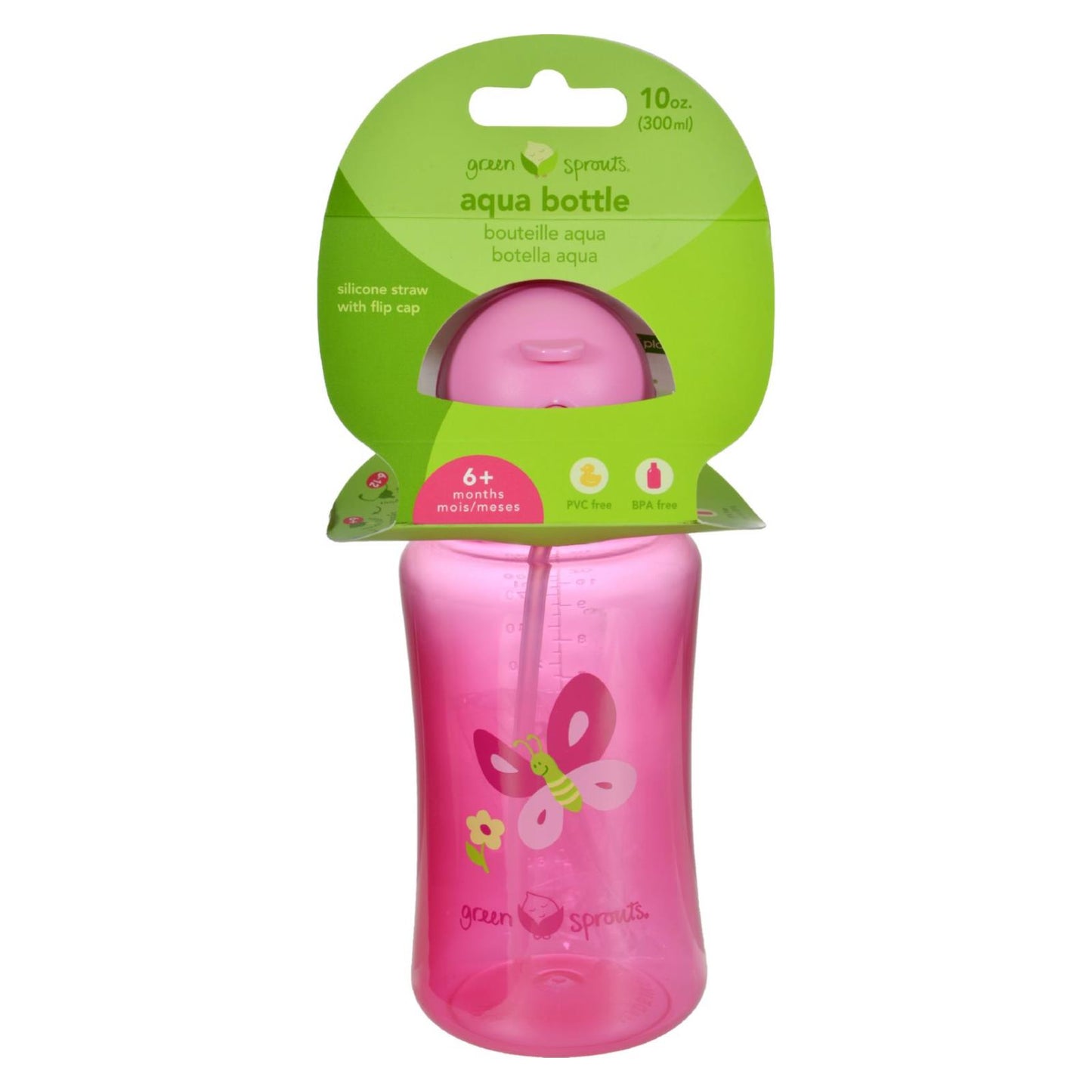 Botella de agua Green Sprouts, color rosa, 1 unidad