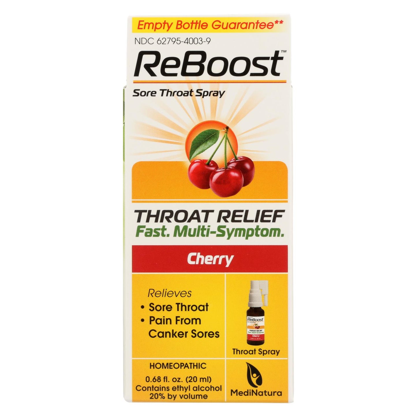 Reboost Spray para aliviar el dolor de garganta - 0,68 oz