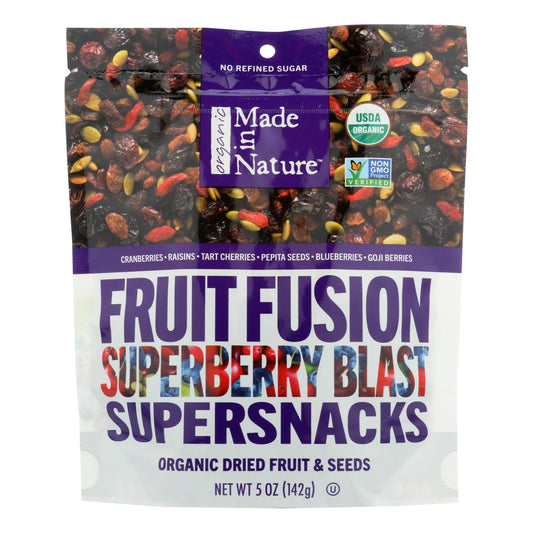 Frutas y semillas deshidratadas orgánicas Superberry Blast de Made In Nature Fruit Fusion - Caja de 6 - 5 oz