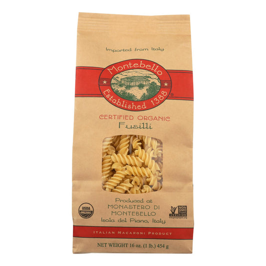 Montebello Organic Pasta - Fusilli - Case Of 12 - 1 Lb.