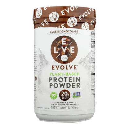 Proteína en polvo con sabor a chocolate clásico de Evolve Real Plant-Powered - 1 unidad - 16 oz