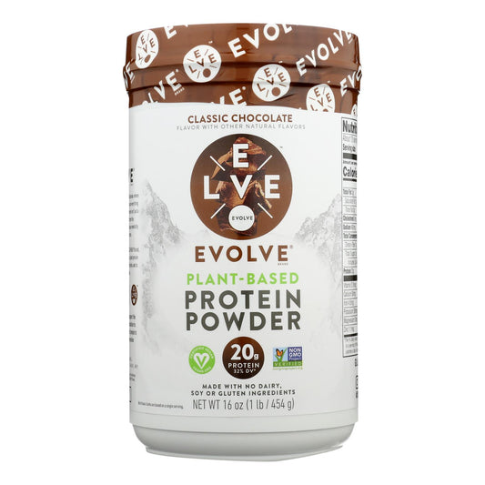 Proteína en polvo con sabor a chocolate clásico de Evolve Real Plant-Powered - 1 unidad - 16 oz