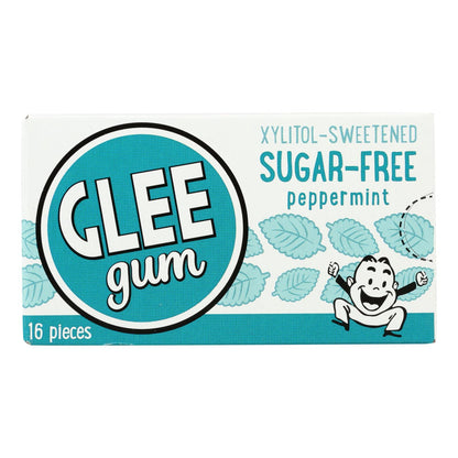 Chicle Glee Gum - Menta refrescante - Sin azúcar - Caja de 12 - 16 piezas