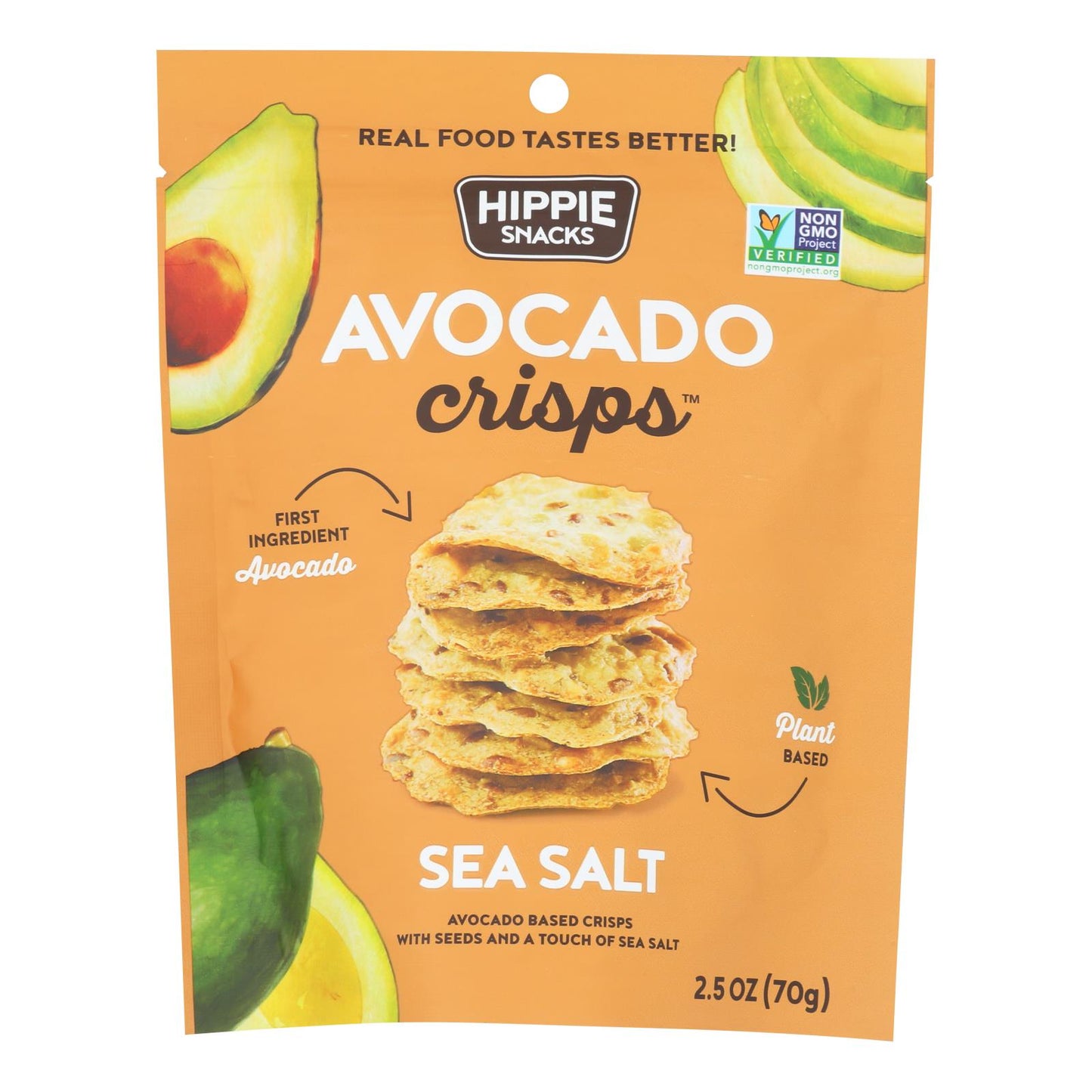 Hippie Snacks - Avocado Crsps Sea Salt - Case Of 8-2.5 Oz