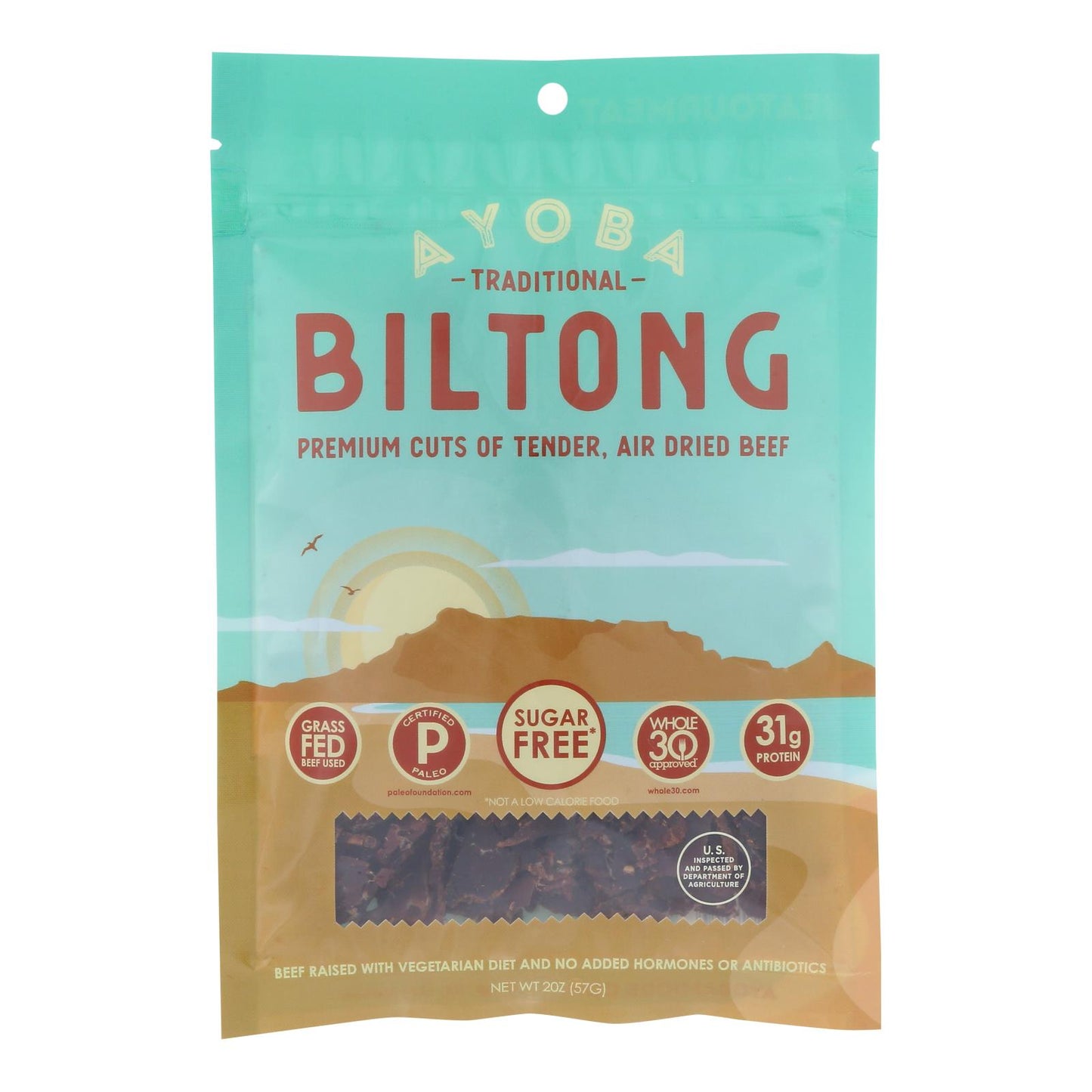 Ayoba-yo - Cecina sudafricana Biltong - Tradicional - Caja de 8 - 2 oz.