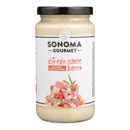 Sonoma Gourmet - Salsa para pasta con tocino Alfredo - Caja de 6 - 15,5 oz