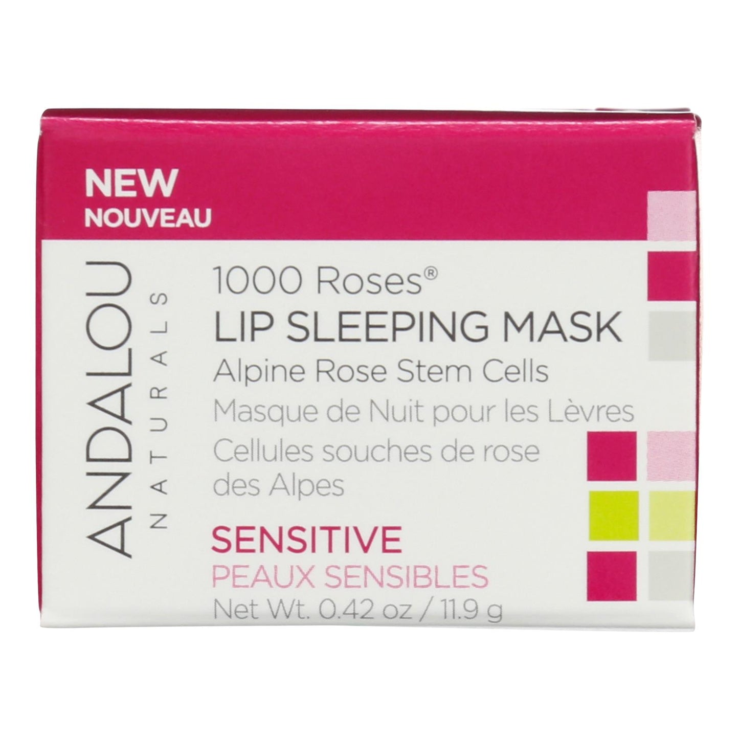 Andalou Naturals - Mascarilla para dormir para labios sensibles - 1 unidad - 0,42 fz