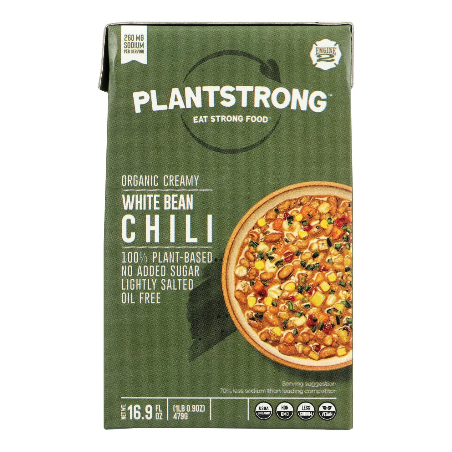 Plantstrong - Frijoles blancos cremosos con chile - Caja de 6 - 16,9 Fz