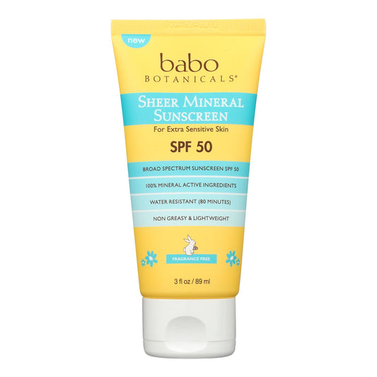 Babo Botanicals - Protector solar transparente con protección solar FPS 50 - 1 unidad - 3 fl oz