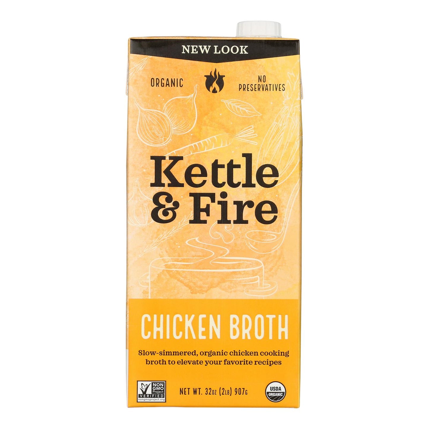 Caldo de pollo Kettle And Fire - Caja de 6 - 32 oz