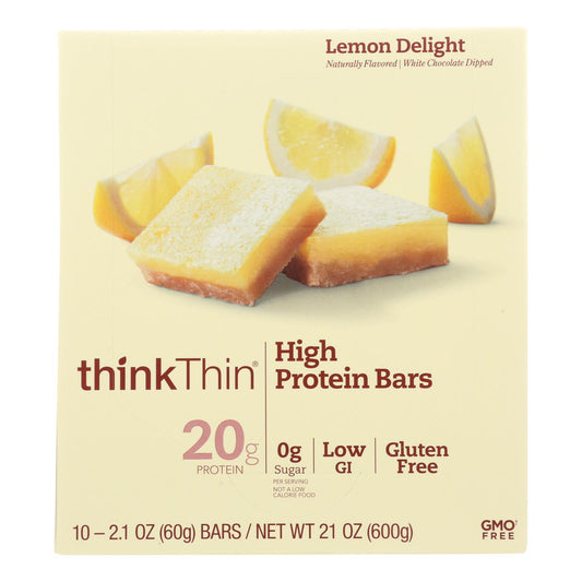 ¡Piensa! Barritas de proteína Thin Lemon Delight - Caja de 10 - 2,1 oz