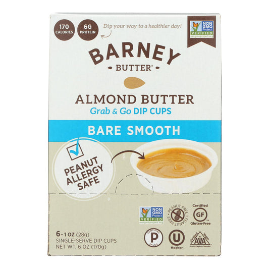 Tazas de mantequilla de almendras Barney Butter Bare Smooth para untar - Caja de 6 - 6/1 oz