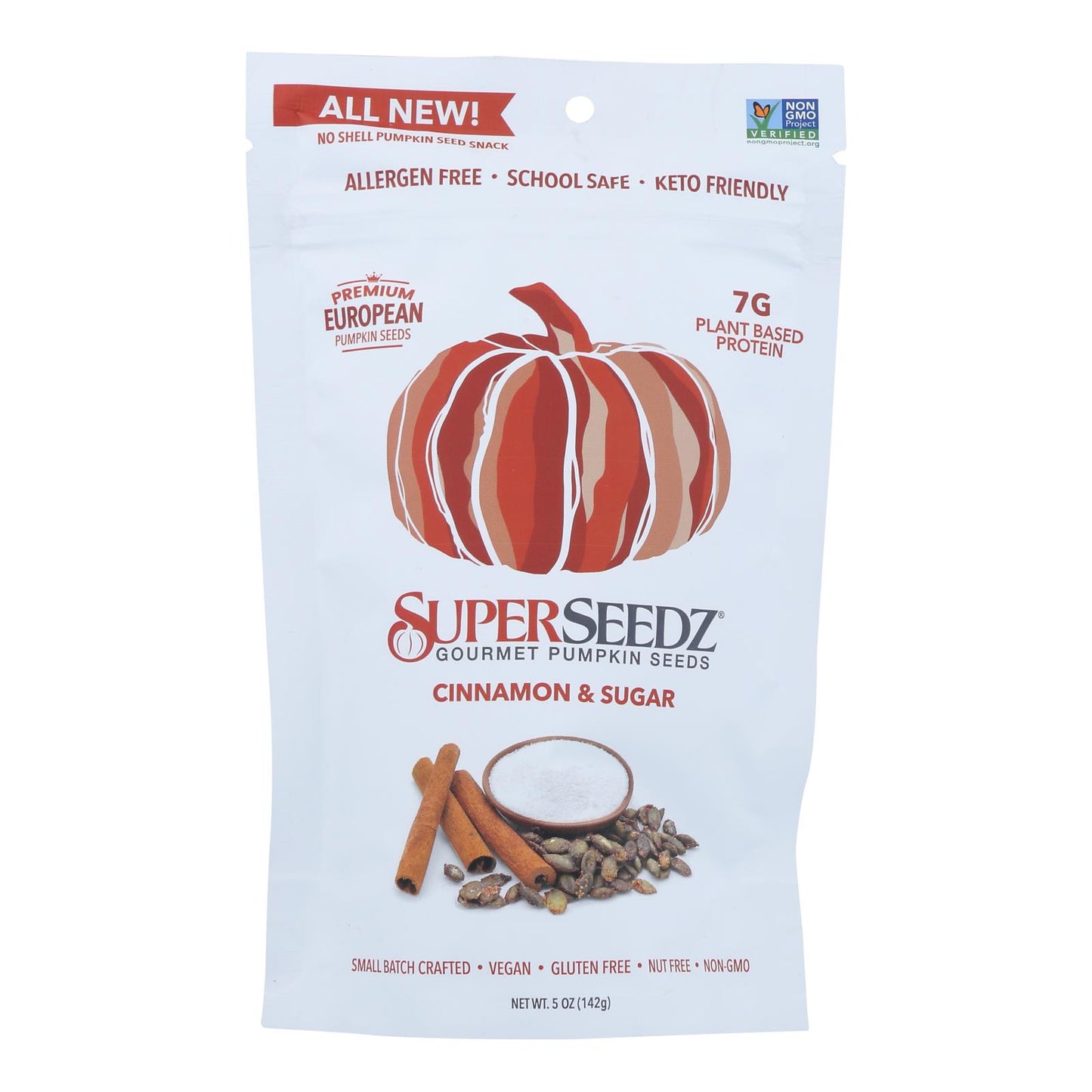 Semillas de calabaza gourmet Superseedz - Canela y azúcar - Caja de 6 - 5 oz.