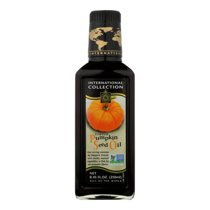 Aceite de colección internacional - Aceite de semilla de calabaza virgen - Caja de 6 - 8,45 fl oz.